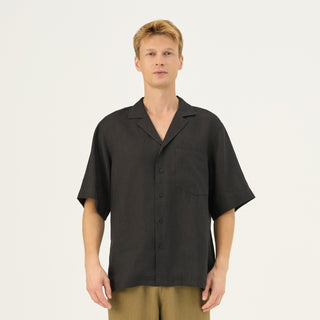 Black Linen Libertas Shirt - Linen Tales Global 