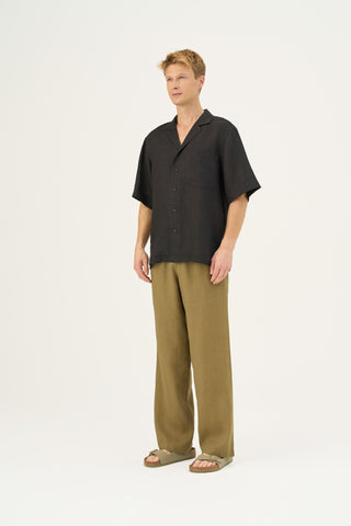 Black Linen Libertas Shirt - Linen Tales Global 