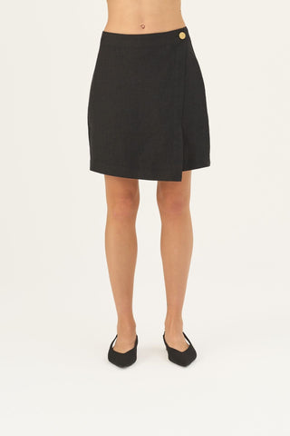 Black Linen Lumen Skirt - Linen Tales Global 3