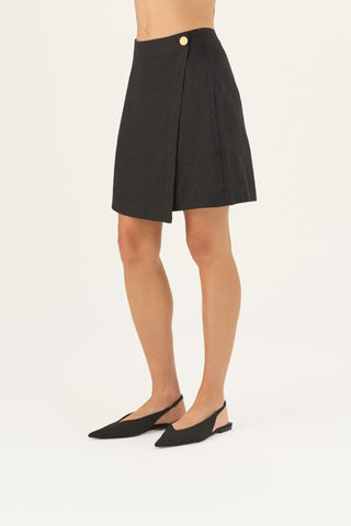 Black Linen Lumen Skirt - Linen Tales Global 4