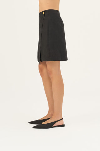 Black Linen Lumen Skirt - Linen Tales Global 5