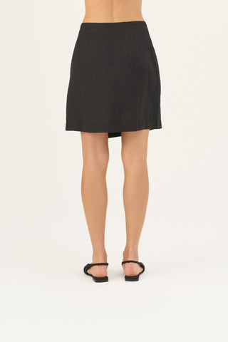 Black Linen Lumen Skirt - Linen Tales Global 6