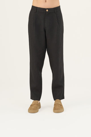 Black Linen Magnus Trousers - Linen Tales Global 2