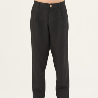 Black Linen Magnus Trousers - Linen Tales Global 1