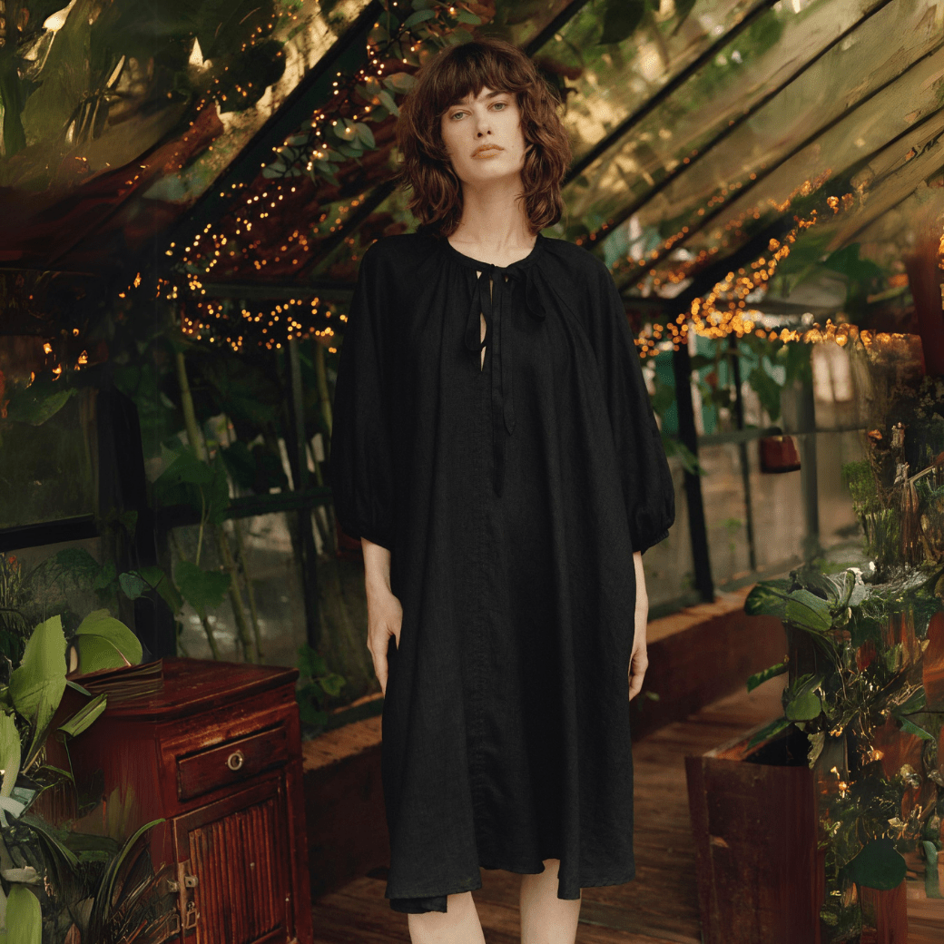 Black Linen Mahina Dress Linen Tales Global Black Linen Mahina Dress Linen Tales Global