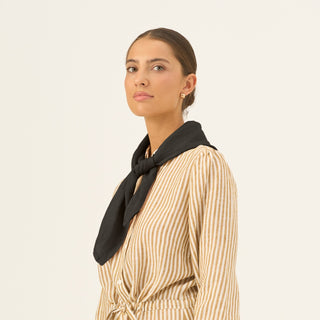 Black Linen Mallow Scarf - Linen Tales Global 