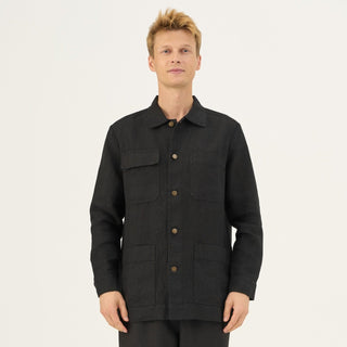 Black Linen Maple Jacket - Linen Tales Global 