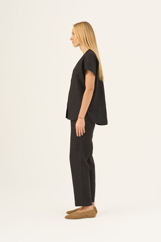 Black Linen Melody Shirt - Linen Tales Global 4