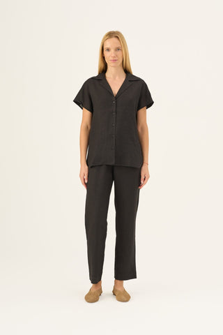 Black Linen Melody Shirt - Linen Tales Global 