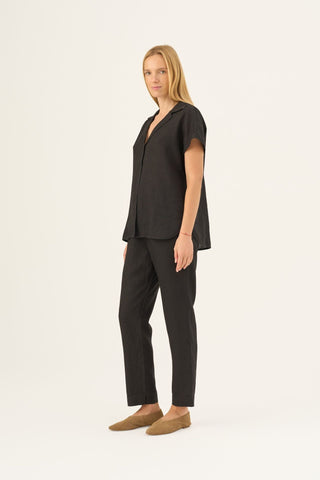 Black Linen Melody Shirt - Linen Tales Global 3