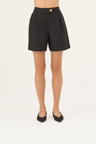 Black Linen Mirabilis Shorts - Linen Tales Global 3