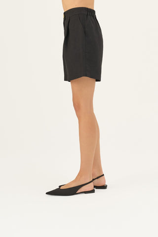 Black Linen Mirabilis Shorts - Linen Tales Global 5