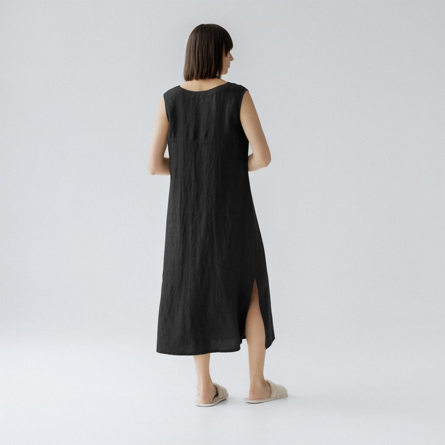 Black Linen Nasturtium Nightdress Linen Tales Global Black Linen Nasturtium Nightdress Linen Tales Global
