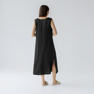 Black Linen Nasturtium Nightdress - Linen Tales 3