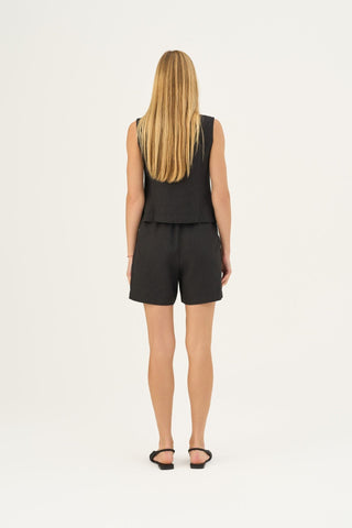 Black Linen Pasodoble Vest - Linen Tales Global 4