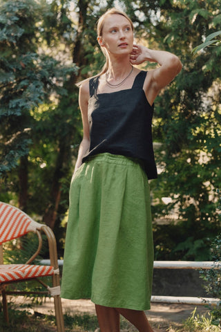 Black Linen Polka Top - Linen Tales 4