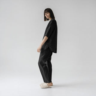 Black Linen Primrose Loungewear Set - Linen Tales 3