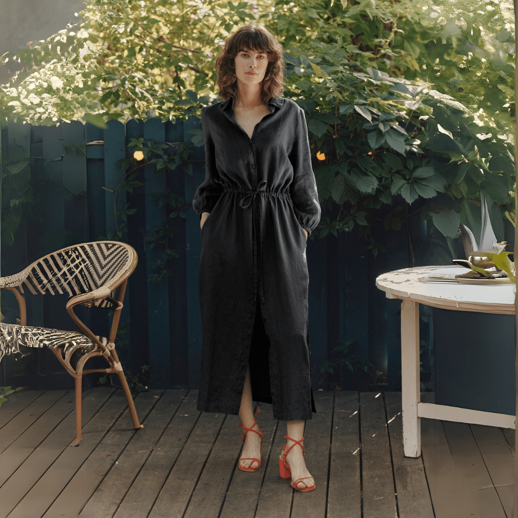 Black Linen Rhapsody Dress | Linen Tales Linen Tales Global Black Linen Rhapsody Dress | Linen Tales Linen Tales Global