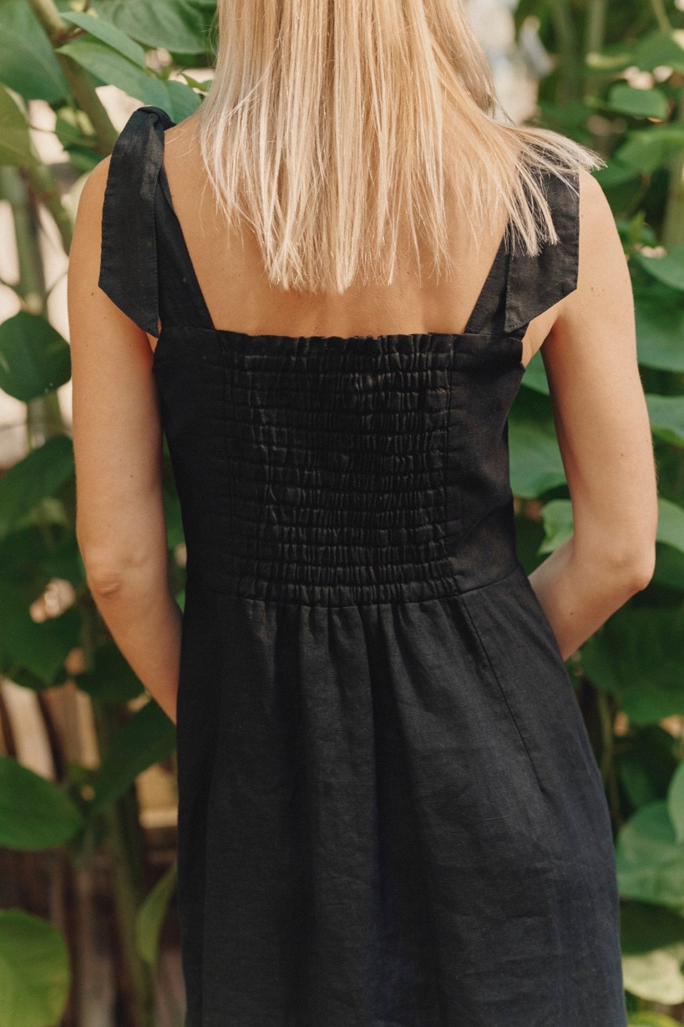 linen dresses black Rue Dress Check in early and run the resort with this chic High Low Linen Dress /