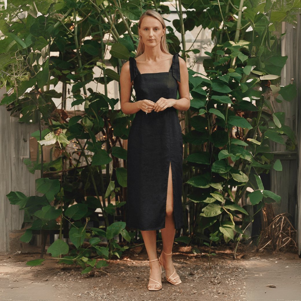 Black Linen Rumba Dress Black Linen Rumba Dress