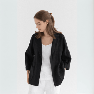 Black Linen Sonata Jacket - Linen Tales 