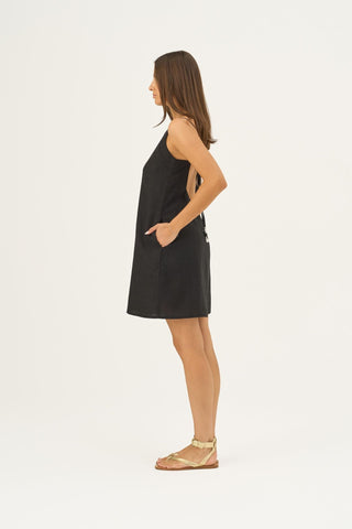 Black Linen Stella Dress - Linen Tales Global 4