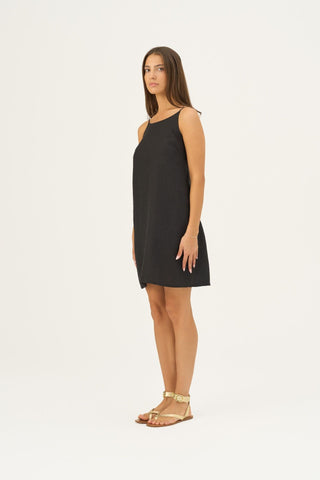 Black Linen Stella Dress - Linen Tales Global 3
