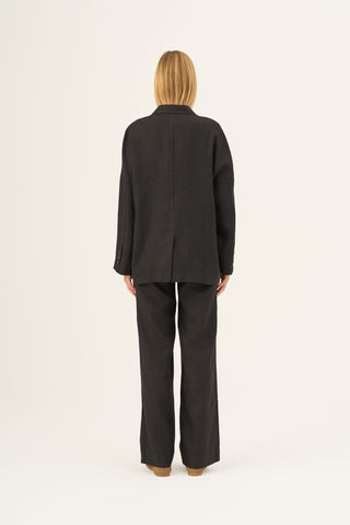 Black Linen Ventus Jacket - Linen Tales Global 4