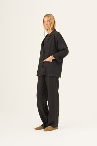 Black Linen Ventus Jacket - Linen Tales Global 3