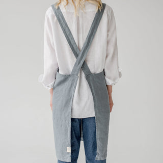 Blue Fog Linen Crossback Apron - Linen Tales 
