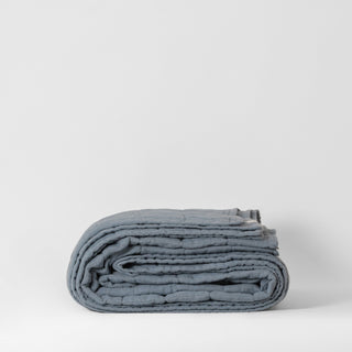 Blue Fog Linen Quilted Blanket - Linen Tales 1
