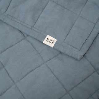 Blue Fog Linen Quilted Blanket - Linen Tales 2