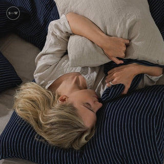 Blue Stripe Linen Duvet Cover Set - Linen Tales 5