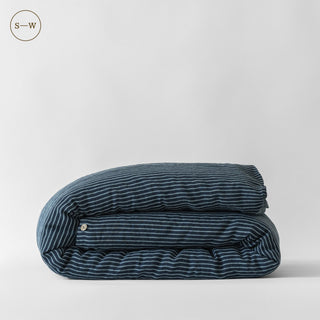 Blue Stripe Linen Duvet Cover - Linen Tales 2