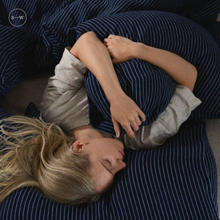 Blue Stripe Linen Duvet Cover - Linen Tales 6