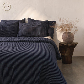Blue Stripe Linen Pillowcases Set of 2 - Linen Tales 3