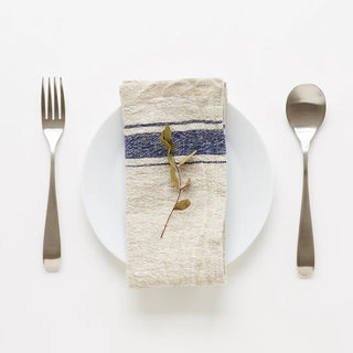 Blue Stripe Vintage Linen Napkins Set of 2 - Linen Tales 