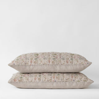 Botany 2 on Light Natural & Melange Linen Quilted Pillow Sham - Linen Tales 2
