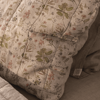Botany 2 on Light Natural & Melange Linen Quilted Pillow Sham - Linen Tales 3