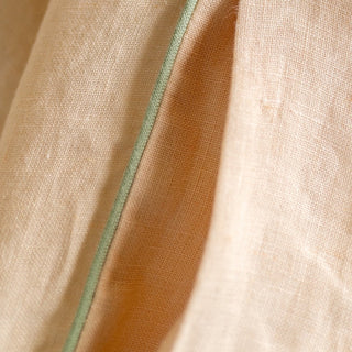 Brazilian Sand Linen Duvet Cover Set with Sage Piping - Linen Tales Global 4