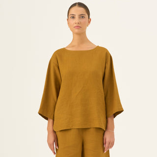 Bronze Linen Bilberry Top - Linen Tales Global 
