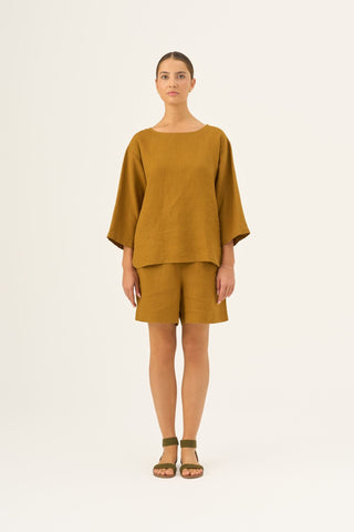 Bronze Linen Bilberry Top - Linen Tales Global 