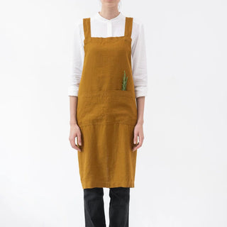 Bronze Linen Crossback Apron - Linen Tales 1