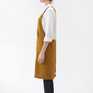 Bronze Linen Crossback Apron - Linen Tales 3
