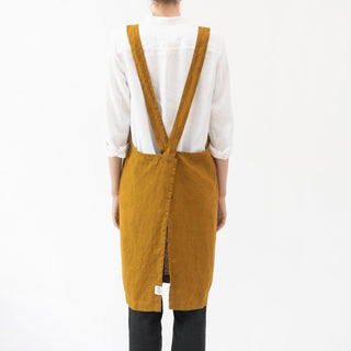 Bronze Linen Crossback Apron - Linen Tales 4