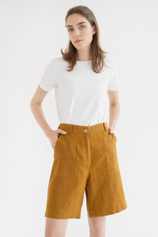 Bronze Linen Etude Shorts - Linen Tales 
