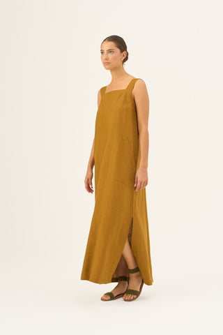 Bronze Linen Fugue Dress - Linen Tales Global 4