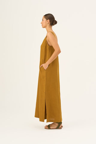 Bronze Linen Fugue Dress - Linen Tales Global 3