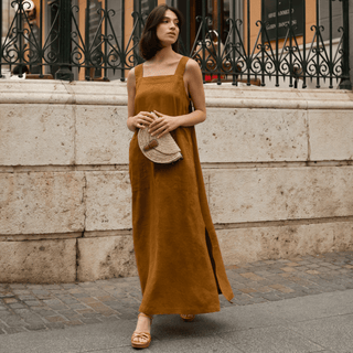 Bronze Linen Fugue Dress - Linen Tales 3