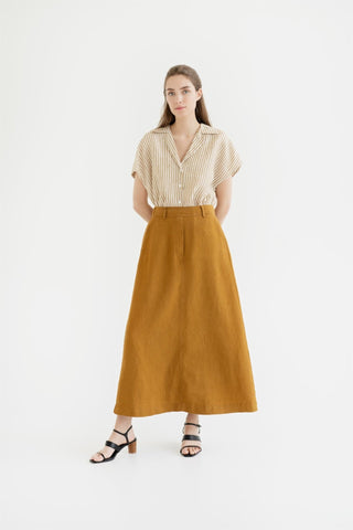 Bronze Linen Gardenia Skirt - Linen Tales 